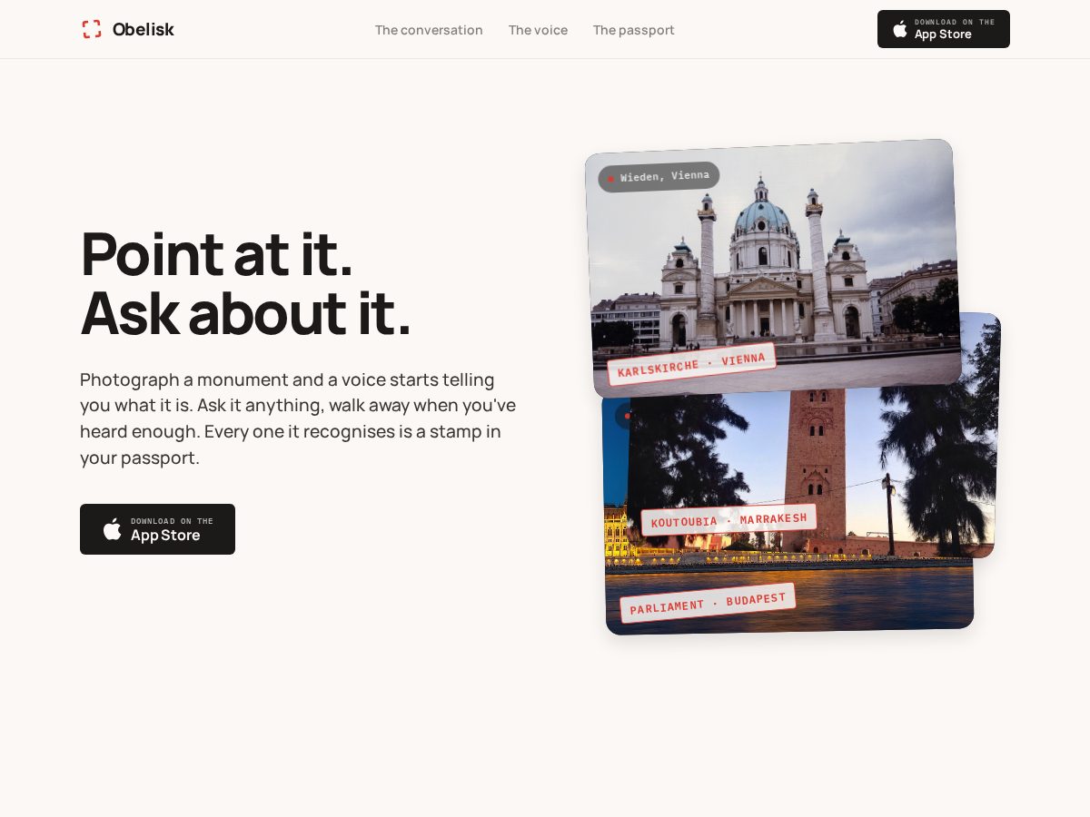 Landing-page snapshot of obeliskguide.app