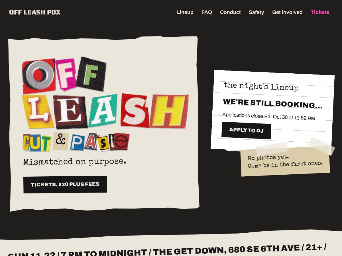 Landing-page snapshot of offleashpdx.com