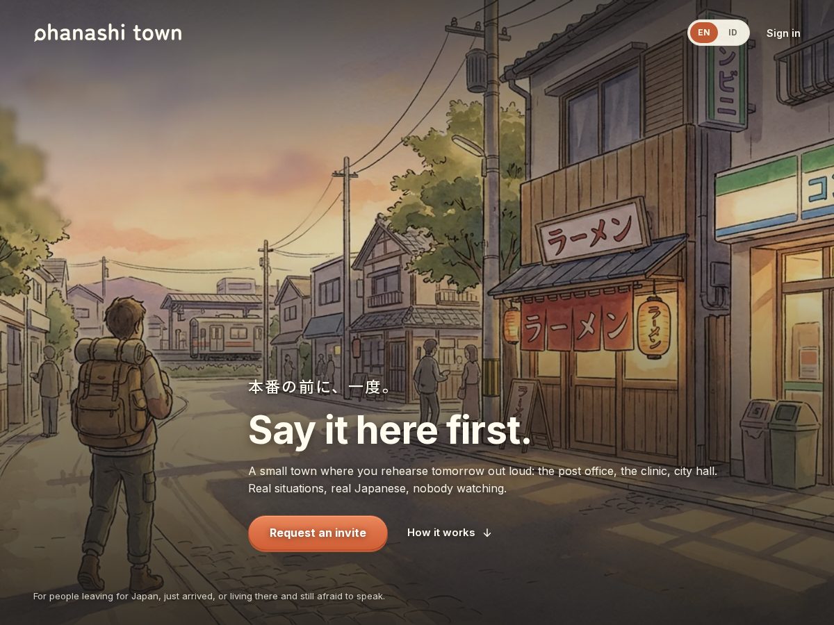 Landing-page snapshot of ohanashitown.com