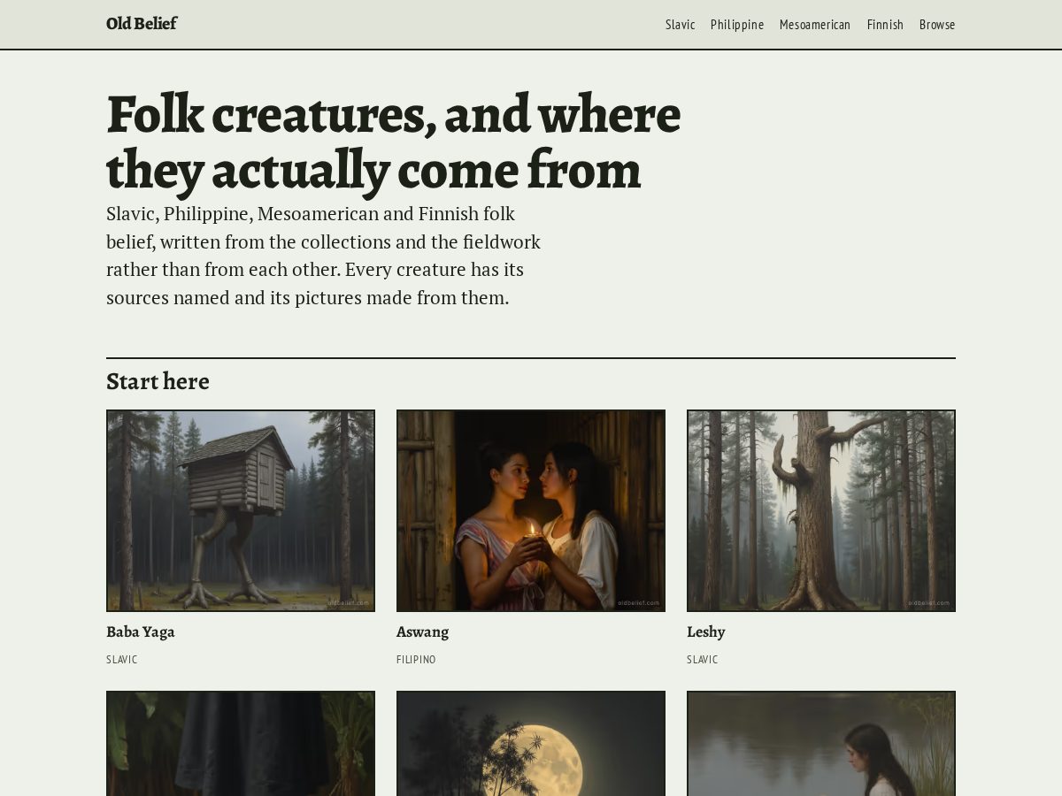 Landing-page snapshot of oldbelief.com