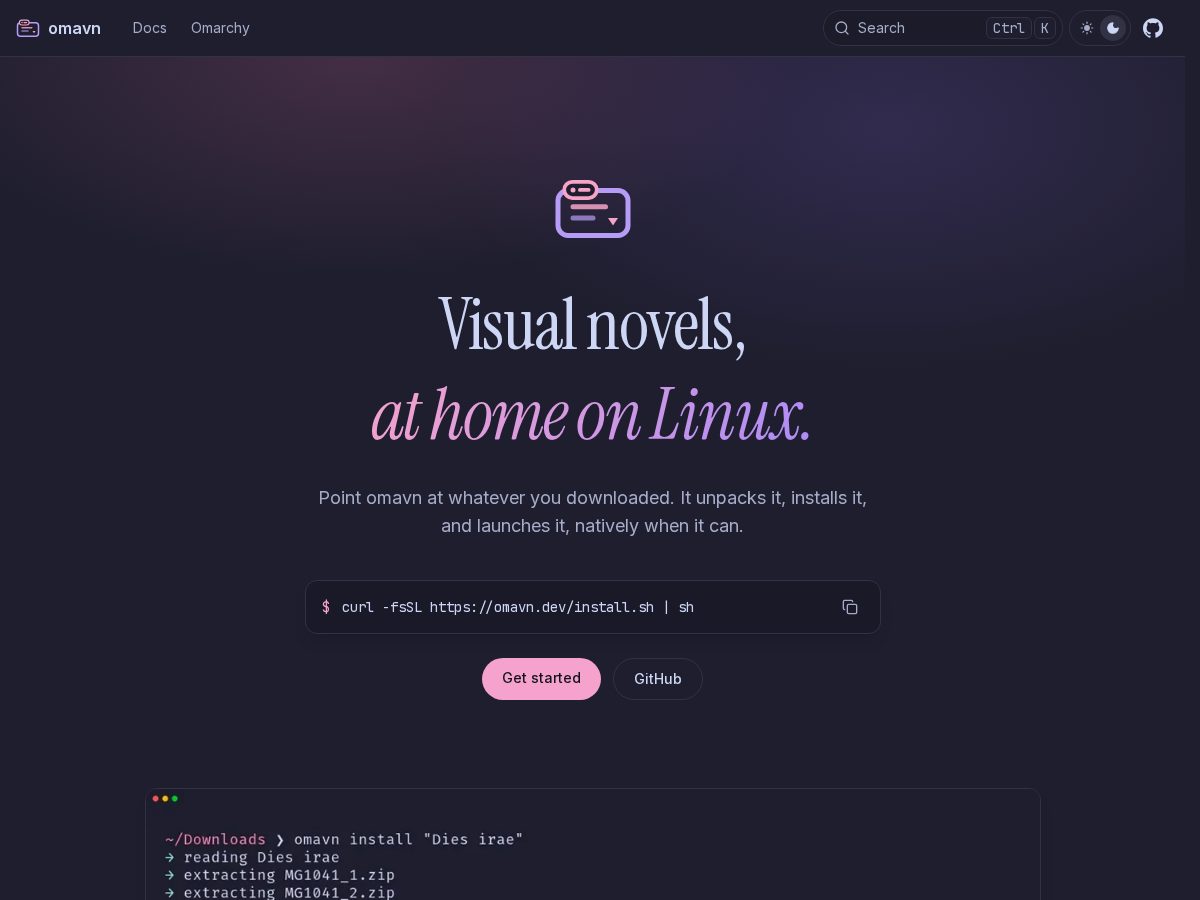 Landing-page snapshot of omavn.dev
