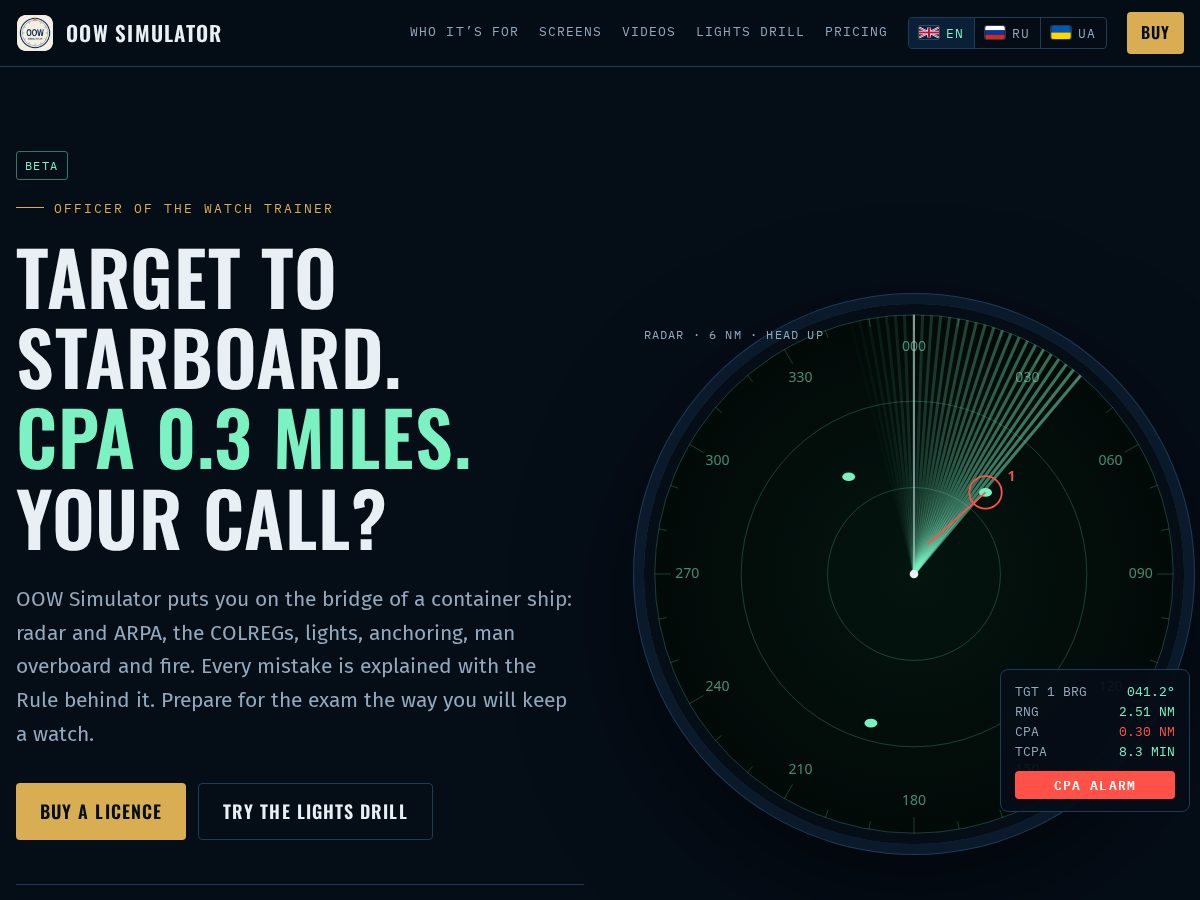 Landing-page snapshot of oowsimulator.com