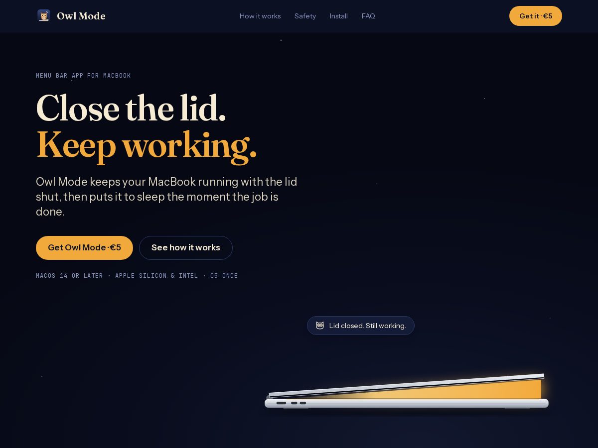 Landing-page snapshot of owlmode.app