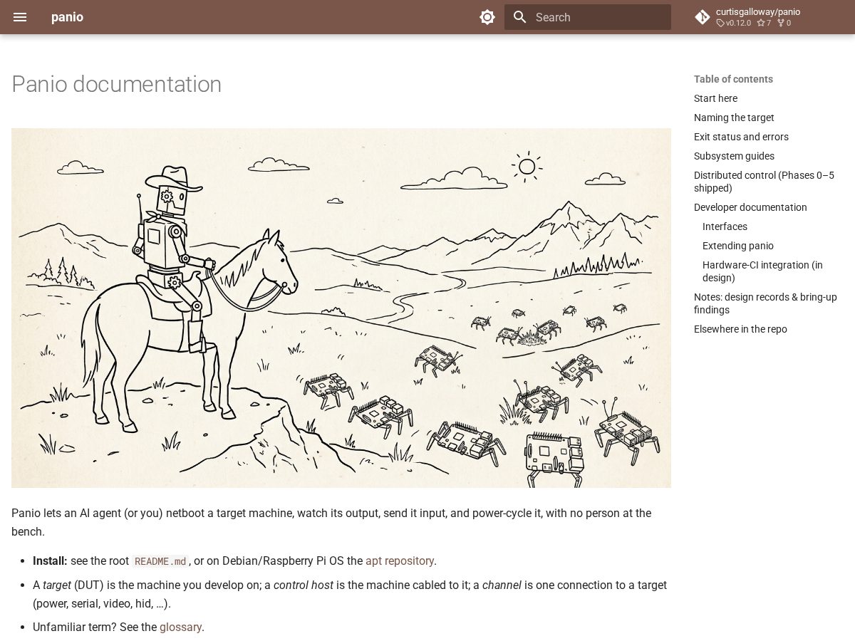 Landing-page snapshot of panio.dev