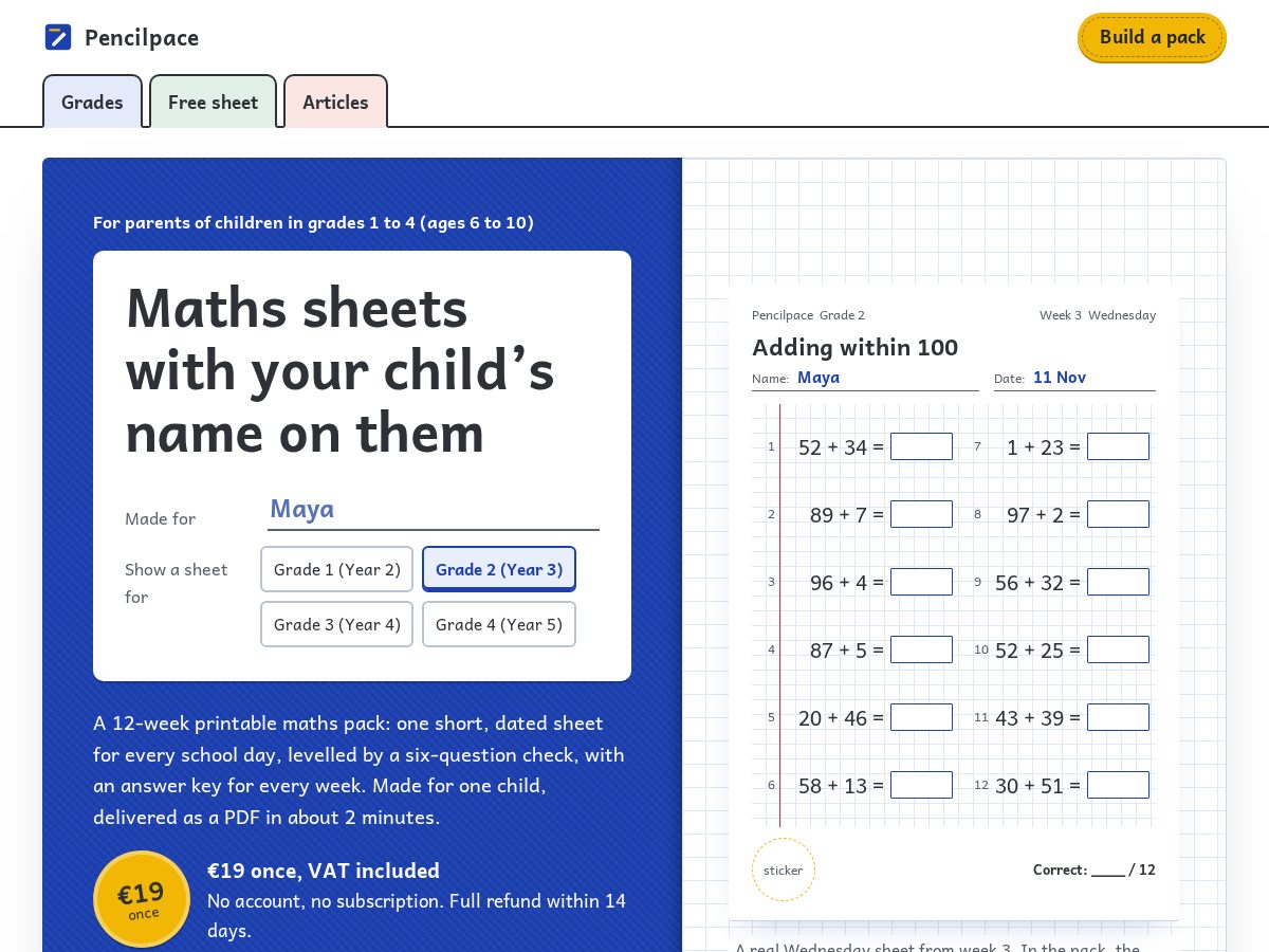 Landing-page snapshot of pencilpace.com