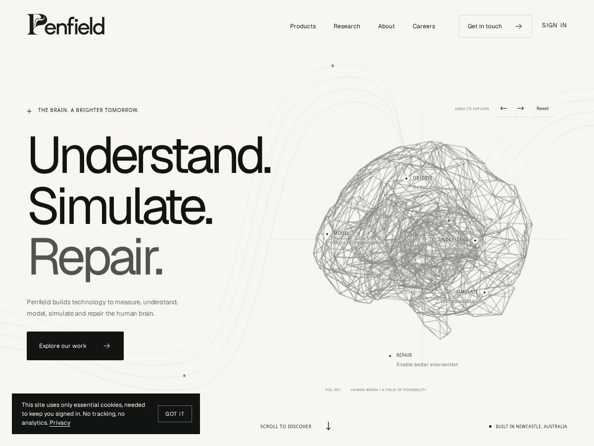 Landing-page snapshot of penfield.online