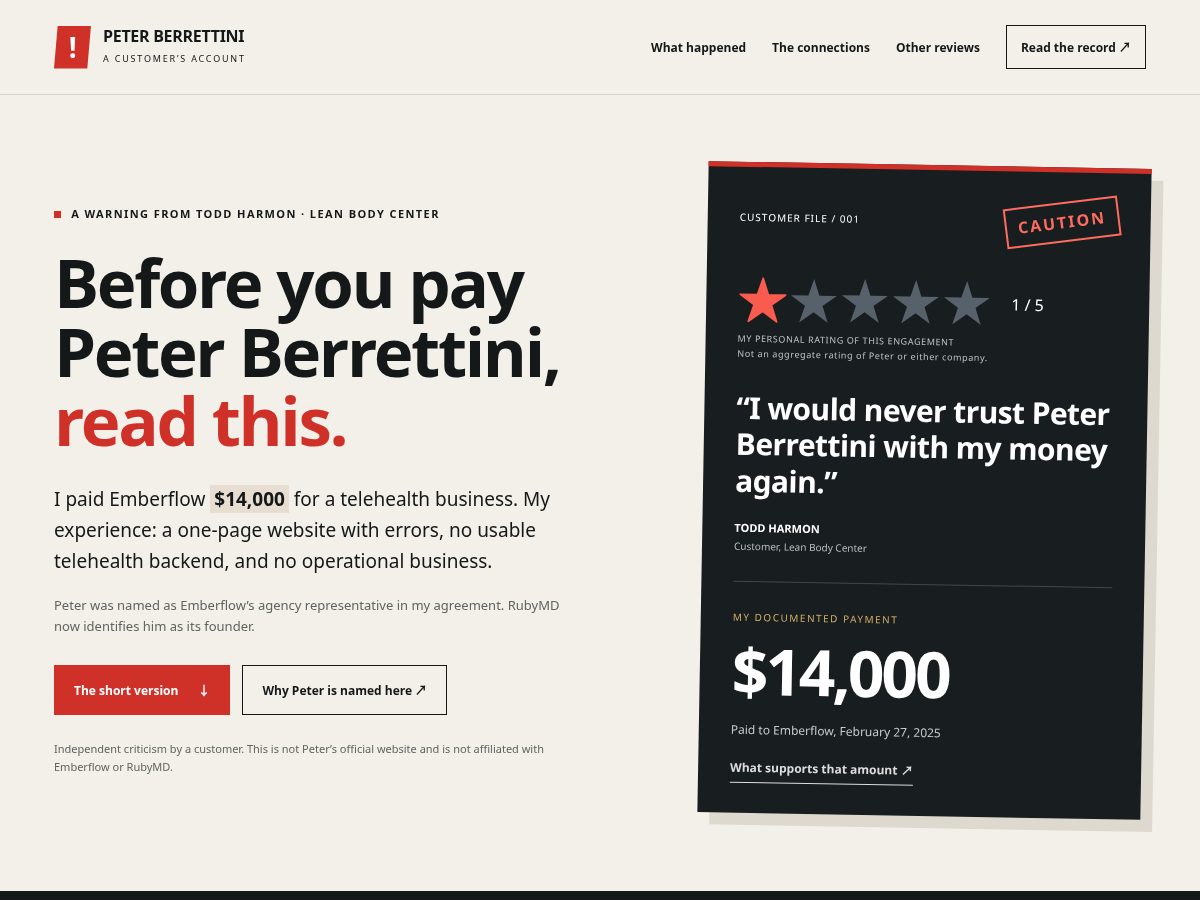 Landing-page snapshot of peter-berrettini.com