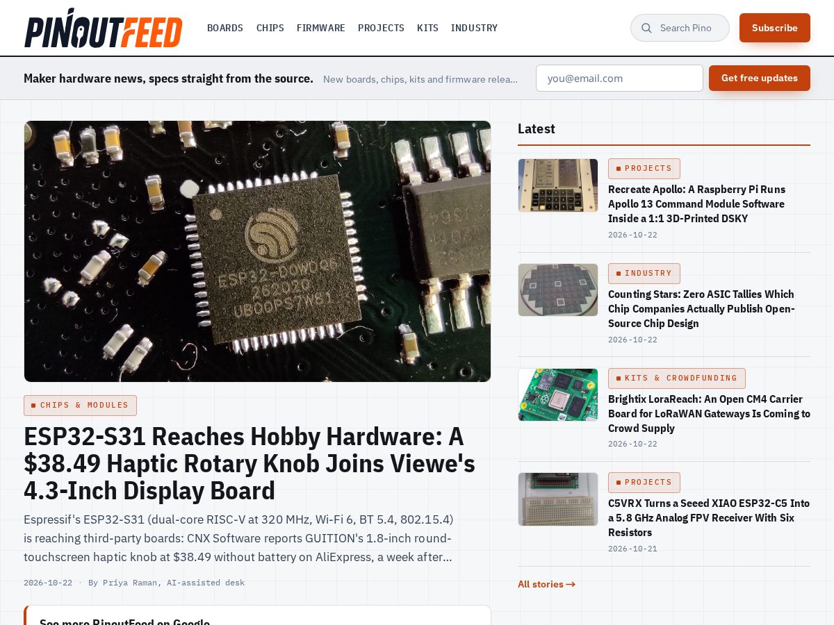 Landing-page snapshot of pinoutfeed.com