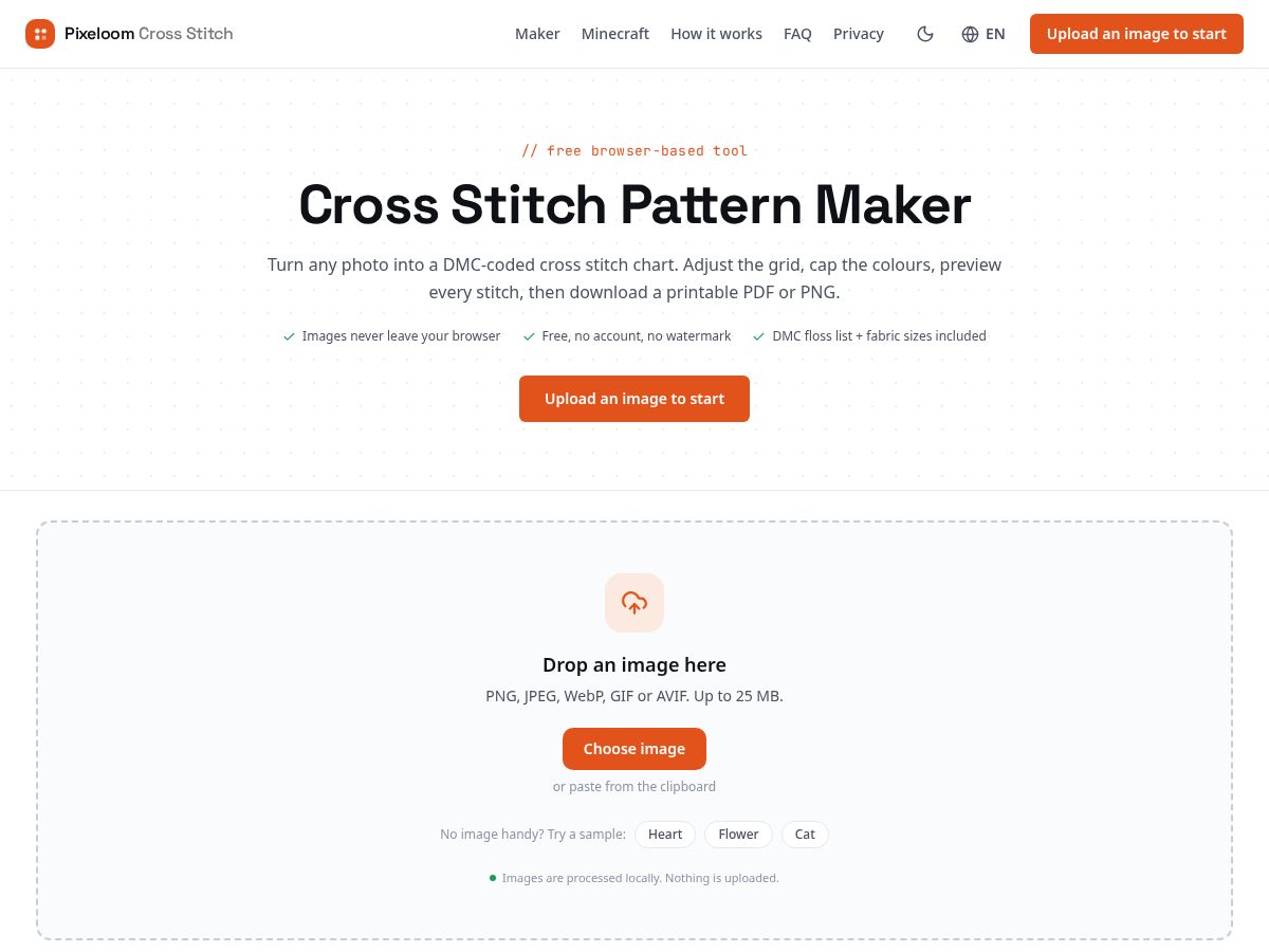 Landing-page snapshot of pixeloom.app