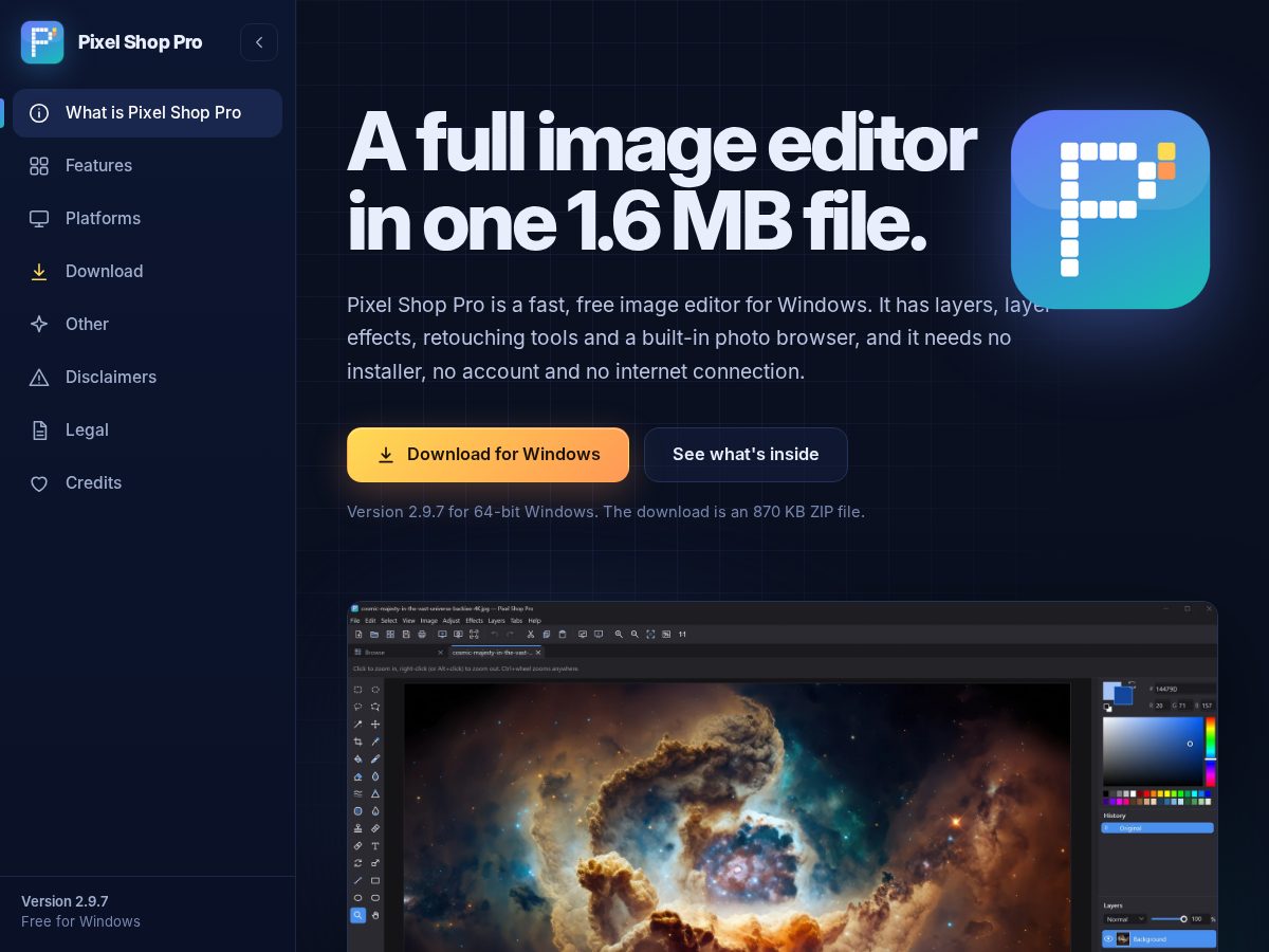 Landing-page snapshot of pixelshoppro.com
