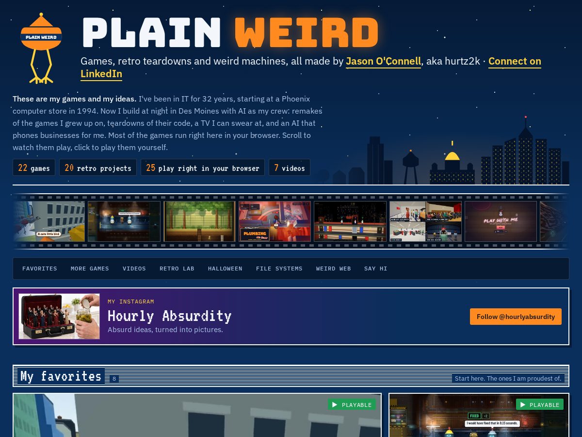 Landing-page snapshot of plainweirdgames.com