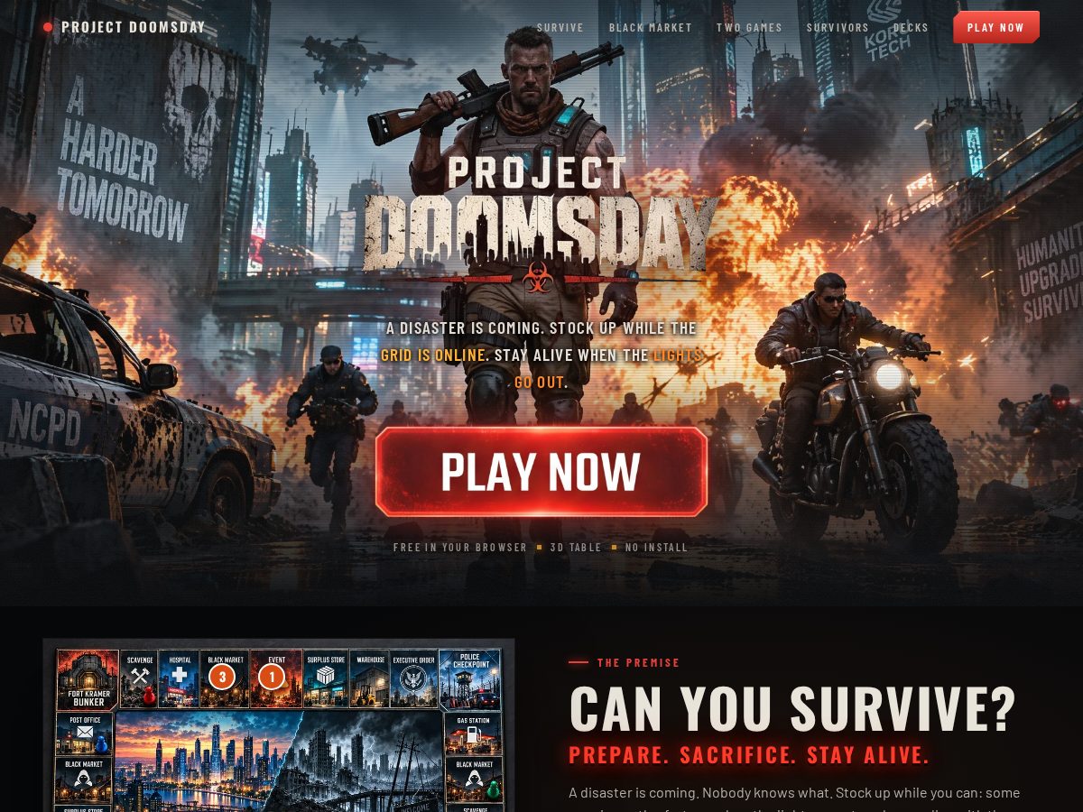 Landing-page snapshot of playdoomsday.com