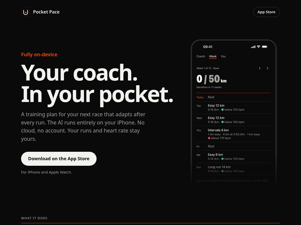 Landing-page snapshot of pocketpace.app