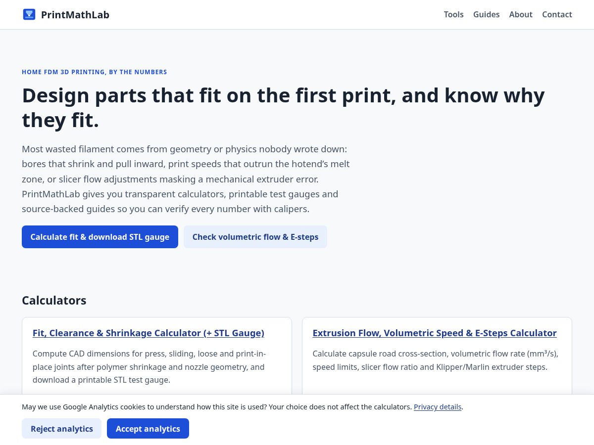 Landing-page snapshot of printmathlab.com