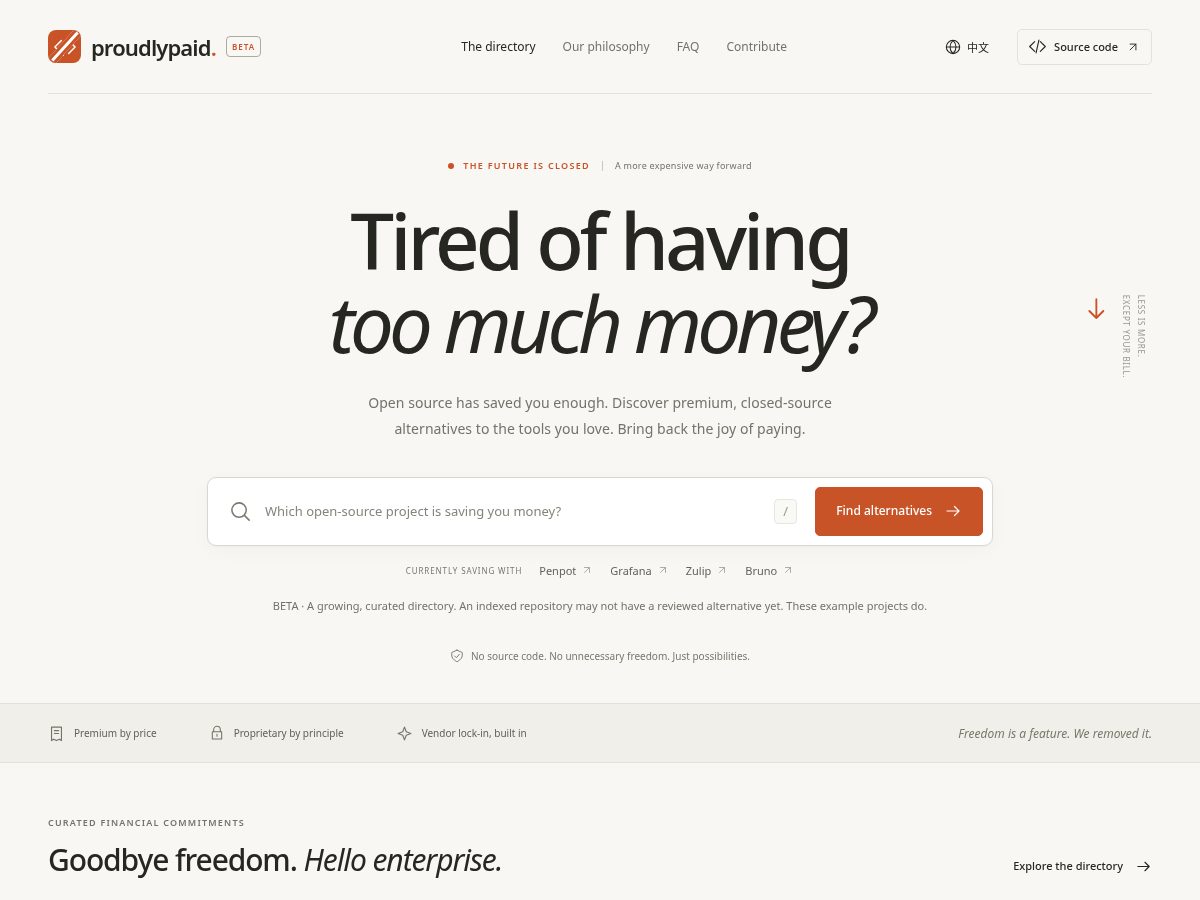 Landing-page snapshot of proudlypaid.com