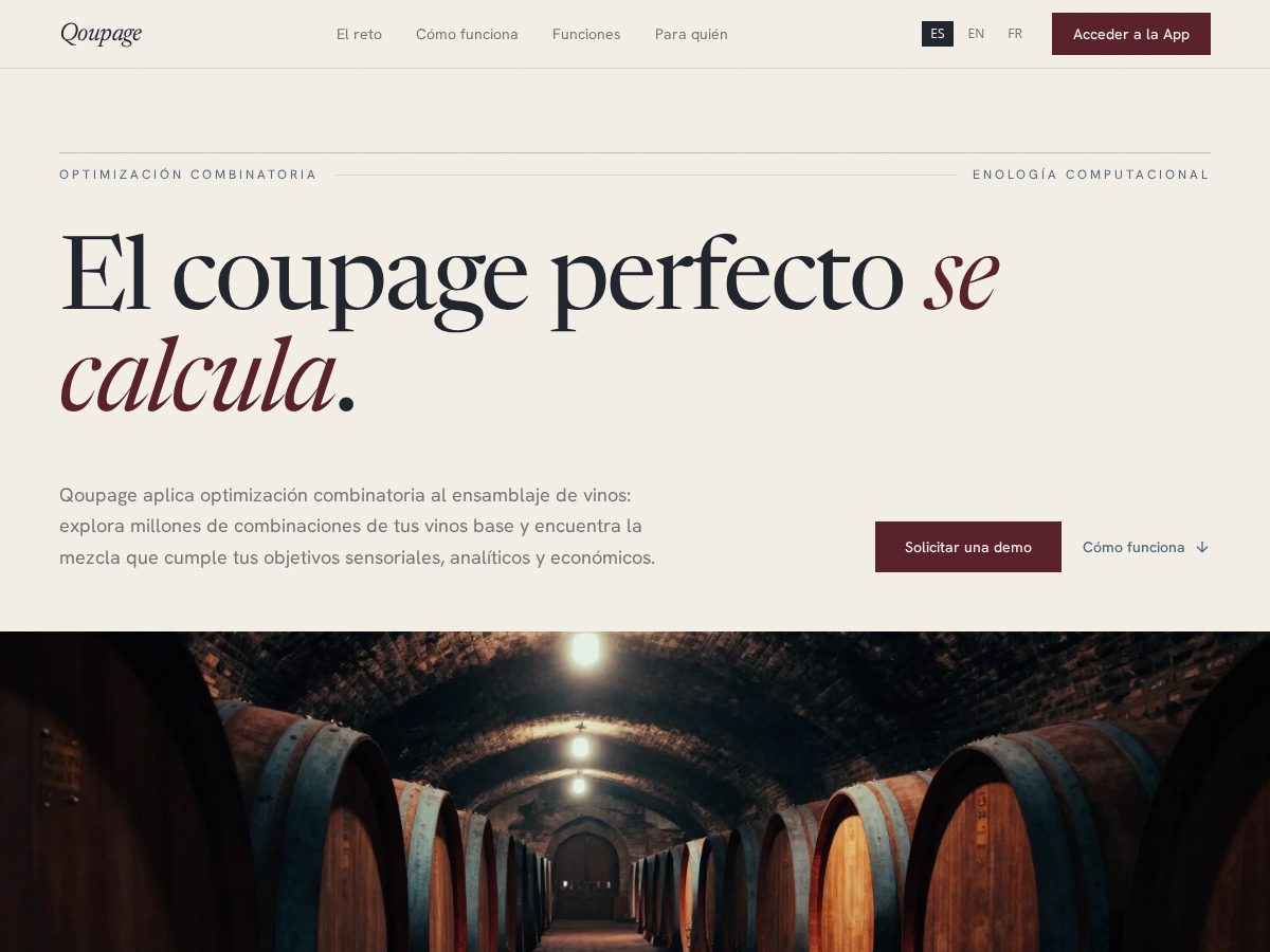 Landing-page snapshot of qoupage.com