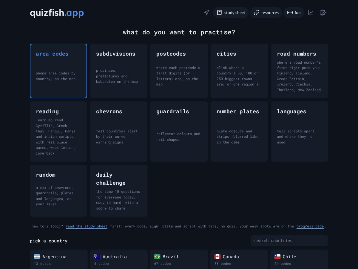 Landing-page snapshot of quizfish.app
