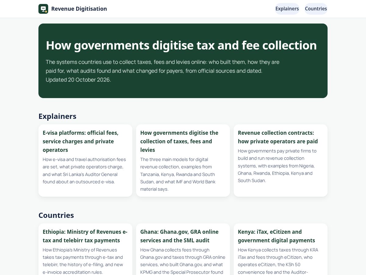 Landing-page snapshot of revenuedigitisation.com