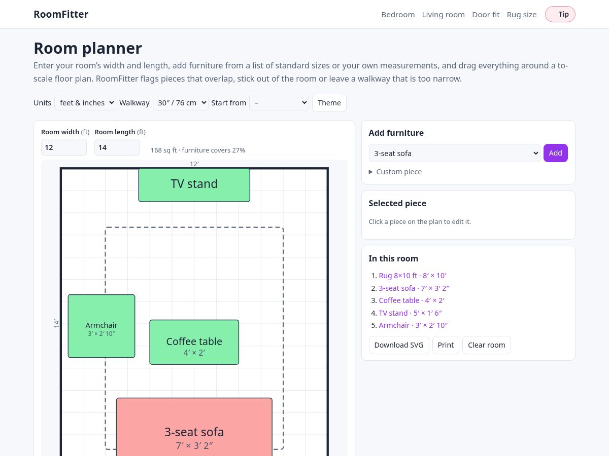 Landing-page snapshot of roomfitter.app