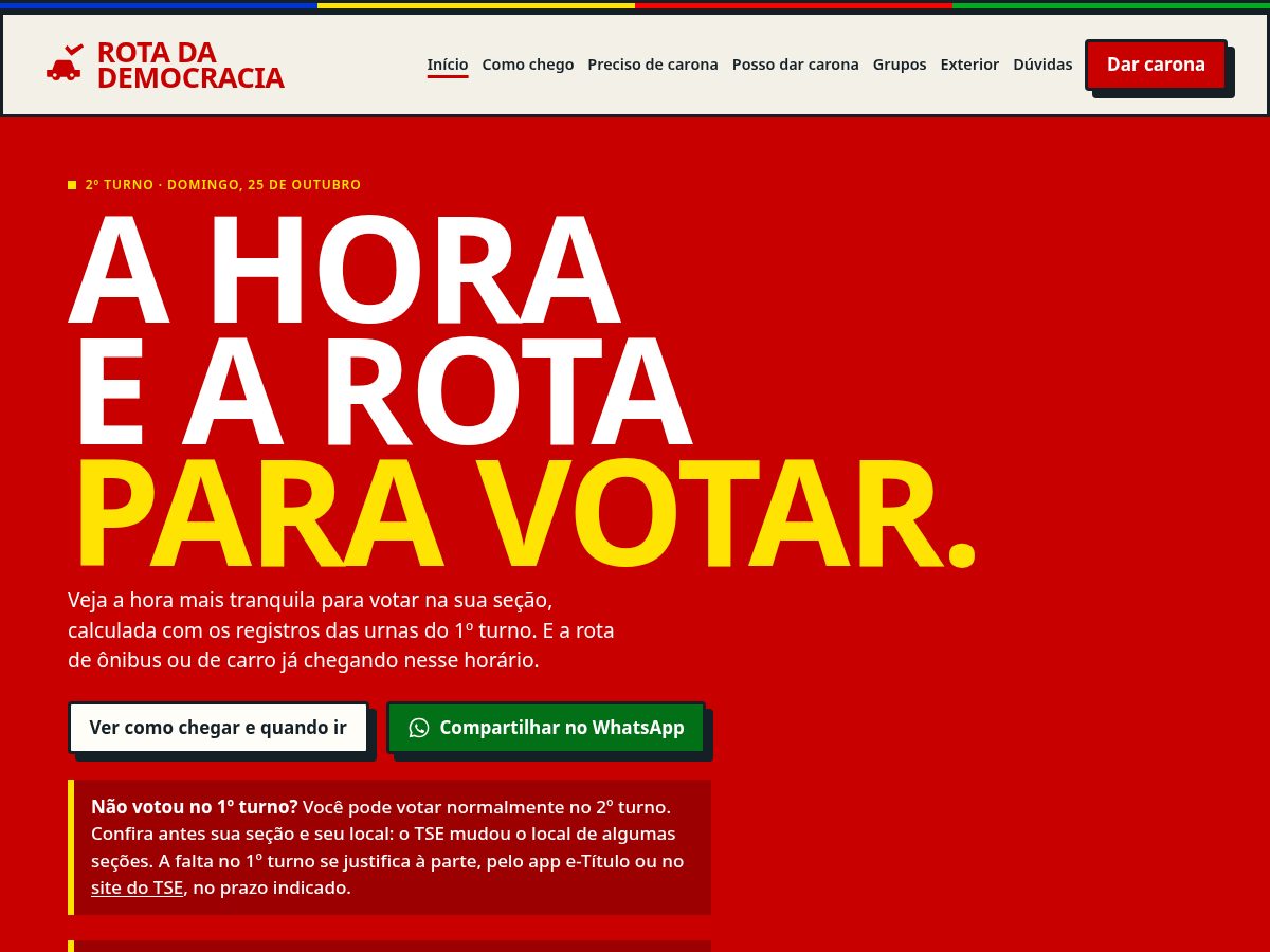Landing-page snapshot of rotadademocracia.online