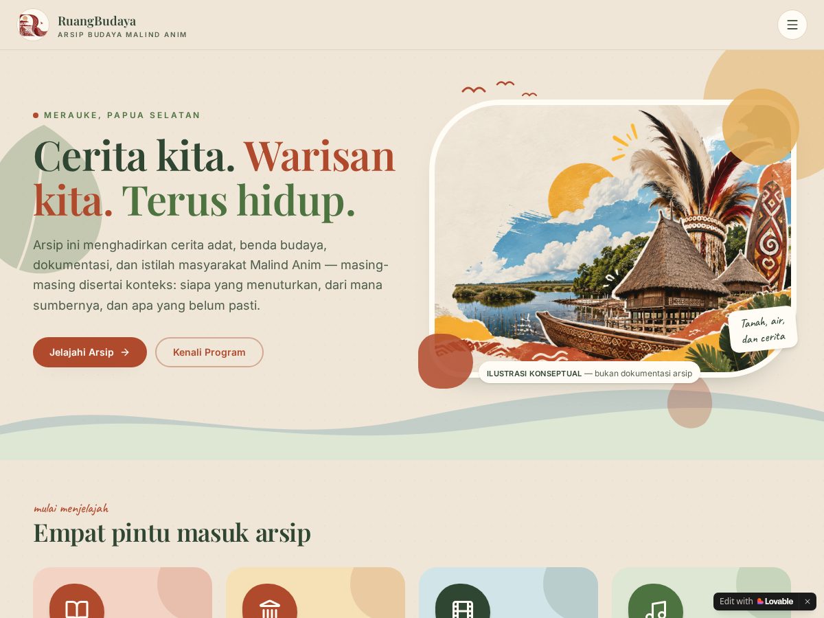 Landing-page snapshot of ruangbudaya.website
