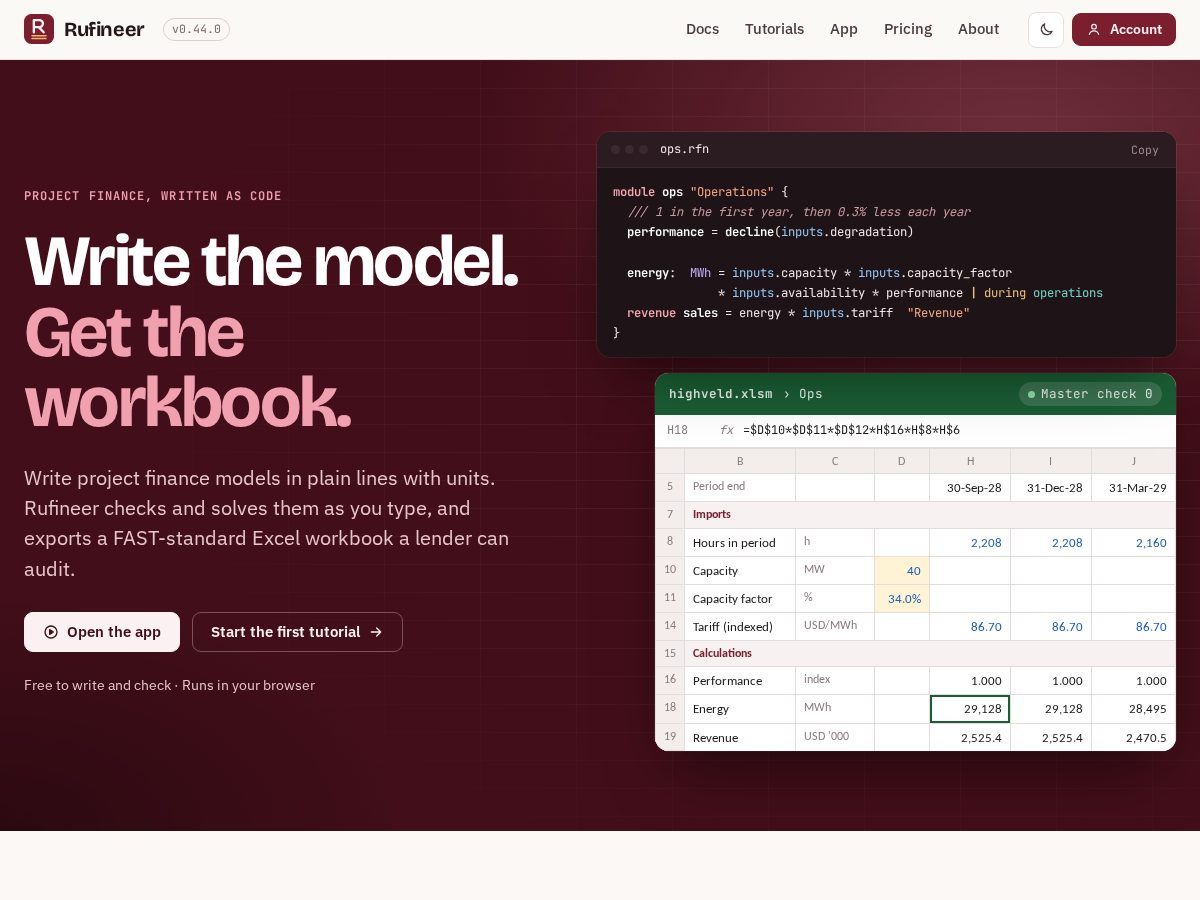 Landing-page snapshot of rufineer.com