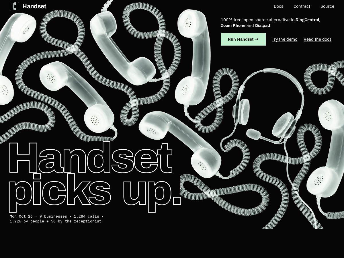 Landing-page snapshot of run-handset.com
