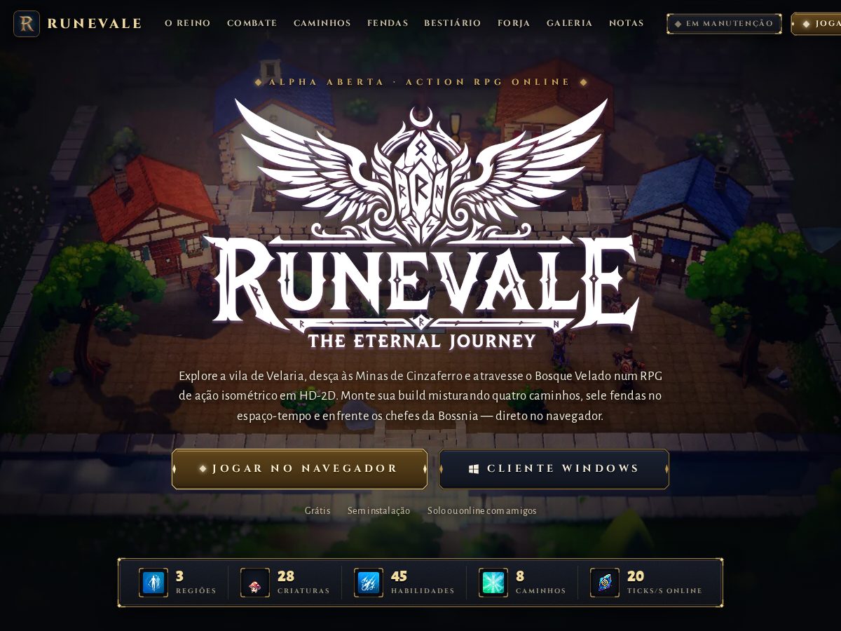 Landing-page snapshot of runevale.online