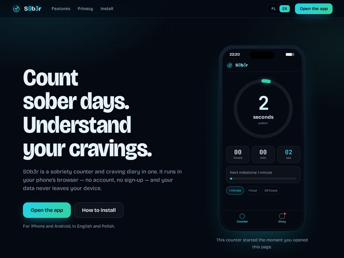 Landing-page snapshot of s0b3r.com