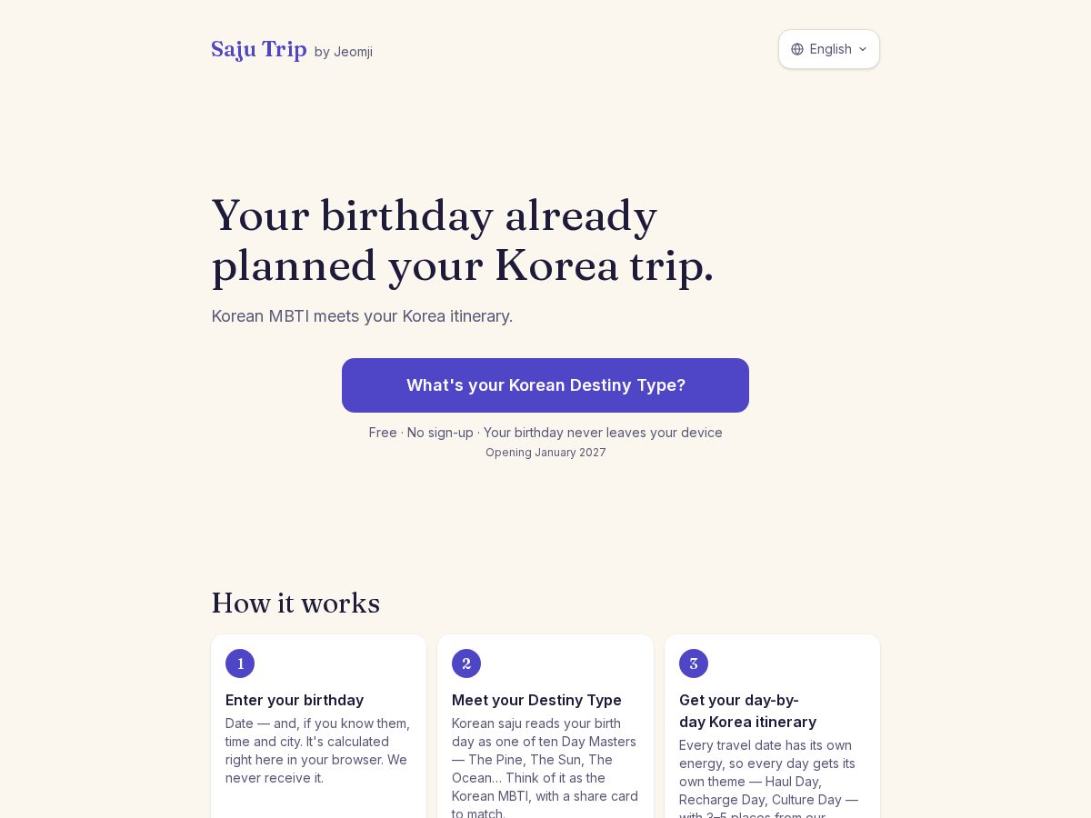 Landing-page snapshot of sajutrip.com
