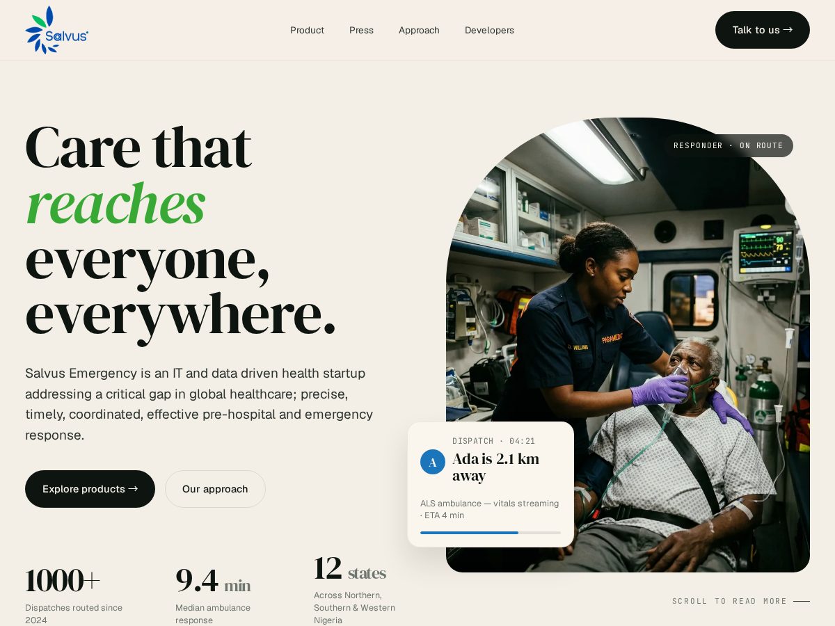 Landing-page snapshot of salvusemergency.com