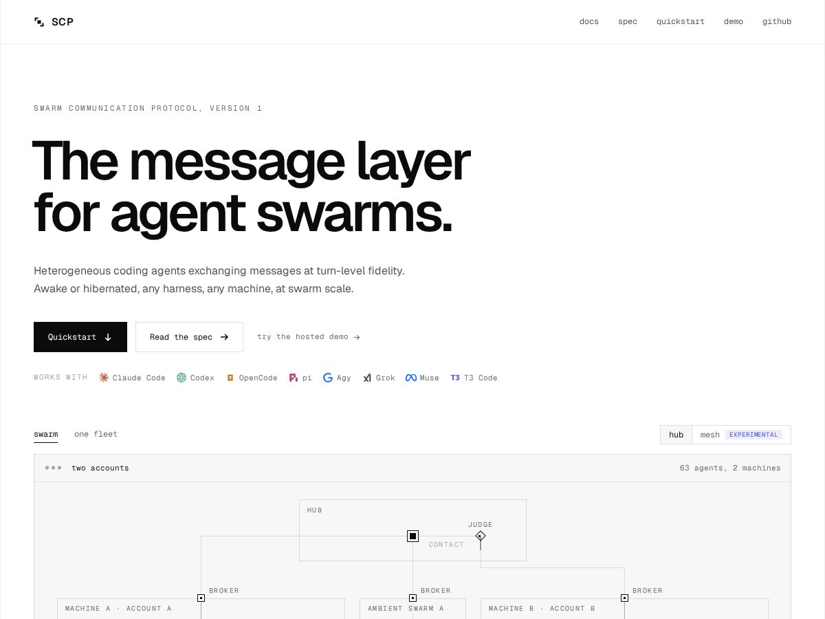 Landing-page snapshot of scp.dev