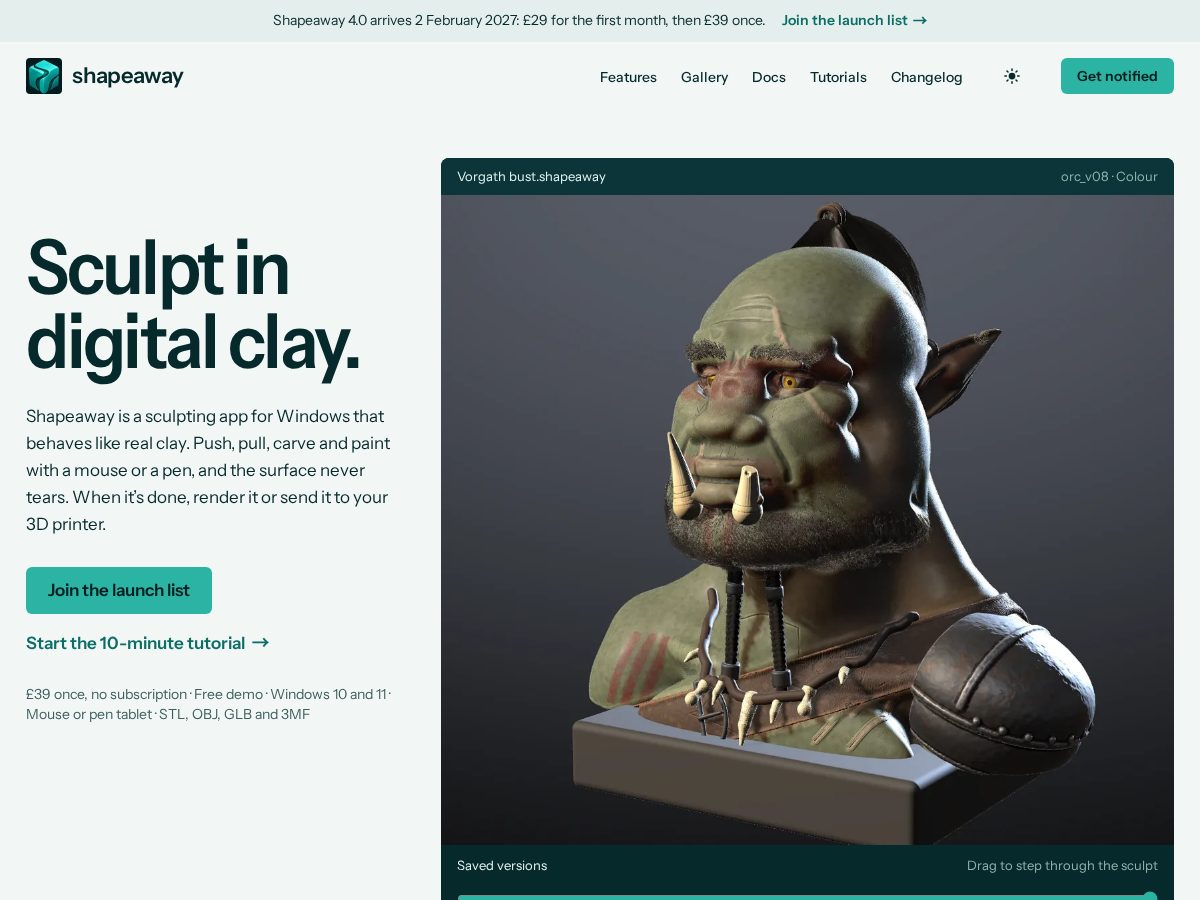 Landing-page snapshot of shapeaway.app