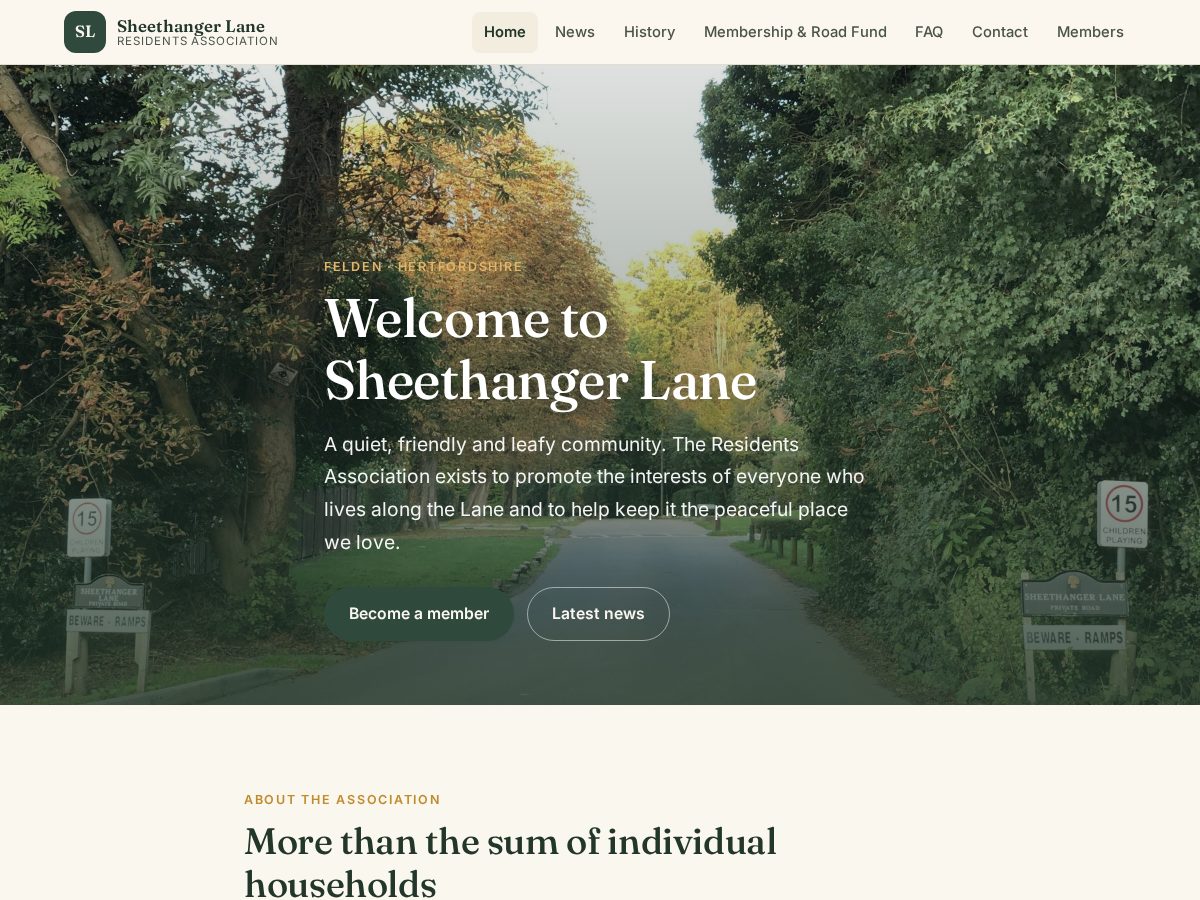 Landing-page snapshot of sheethangerlane.com