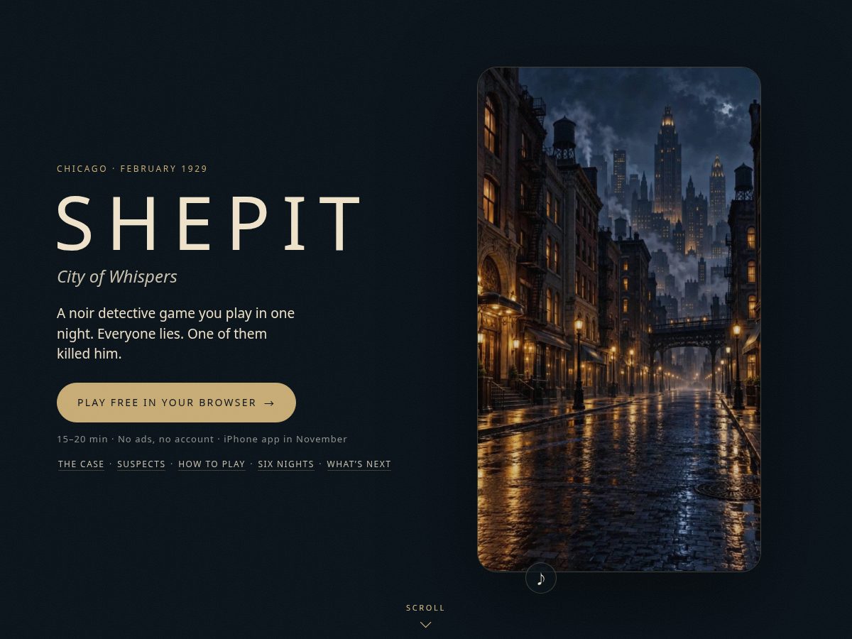 Landing-page snapshot of shepit.games