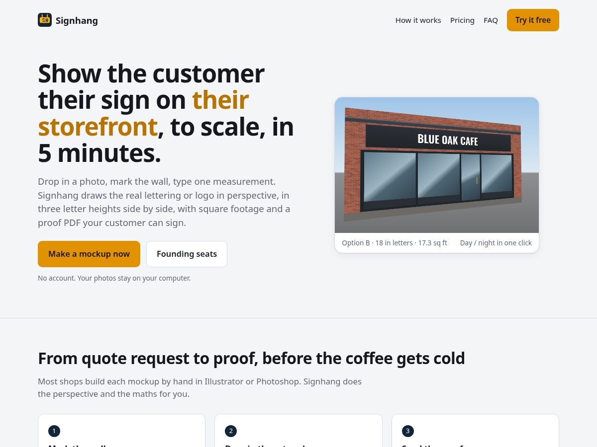 Landing-page snapshot of signhang.com