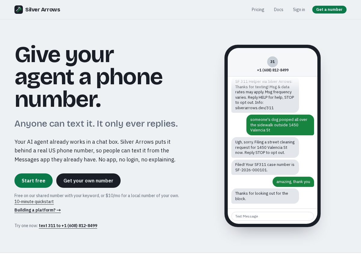 Landing-page snapshot of silverarrows.dev