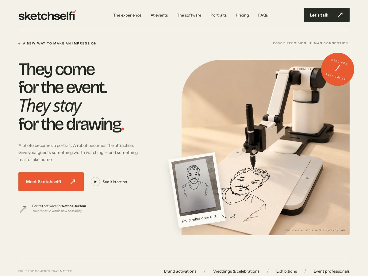 Landing-page snapshot of sketchselfi.com