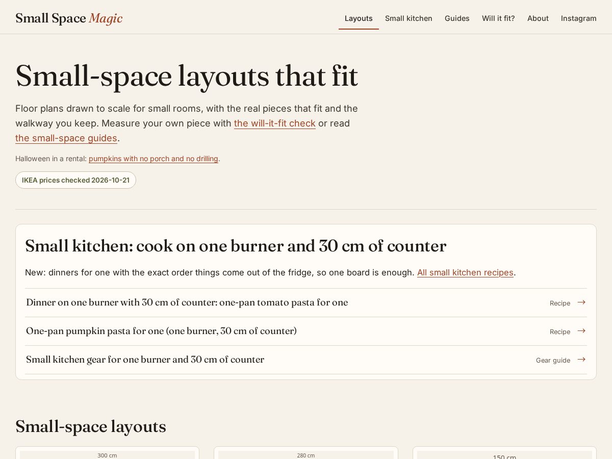 Landing-page snapshot of smallspacemagic.com