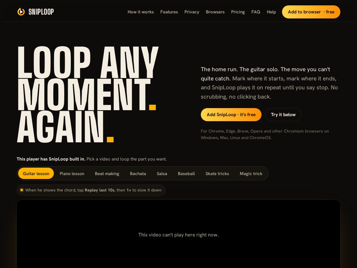 Landing-page snapshot of sniploop.net