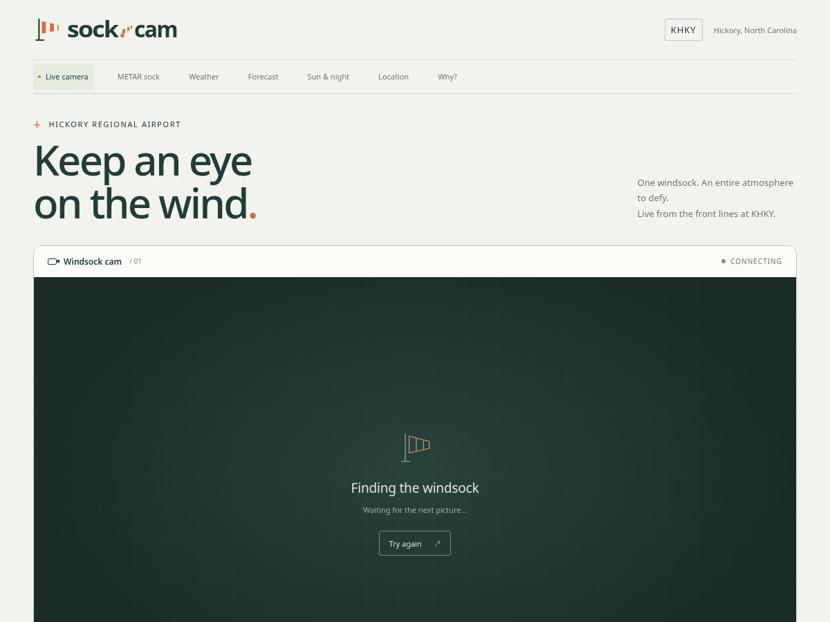 Landing-page snapshot of sock.cam