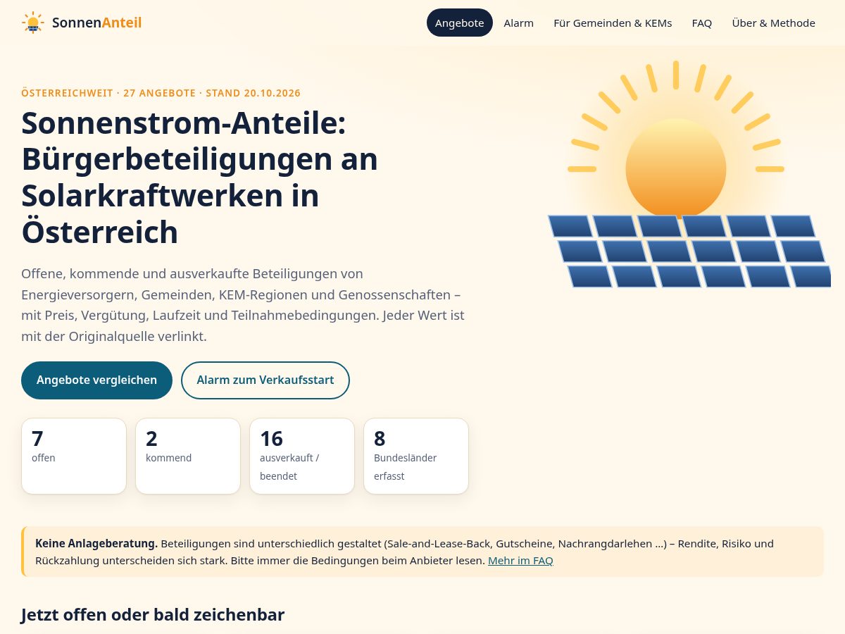 Landing-page snapshot of sonnenanteil.app