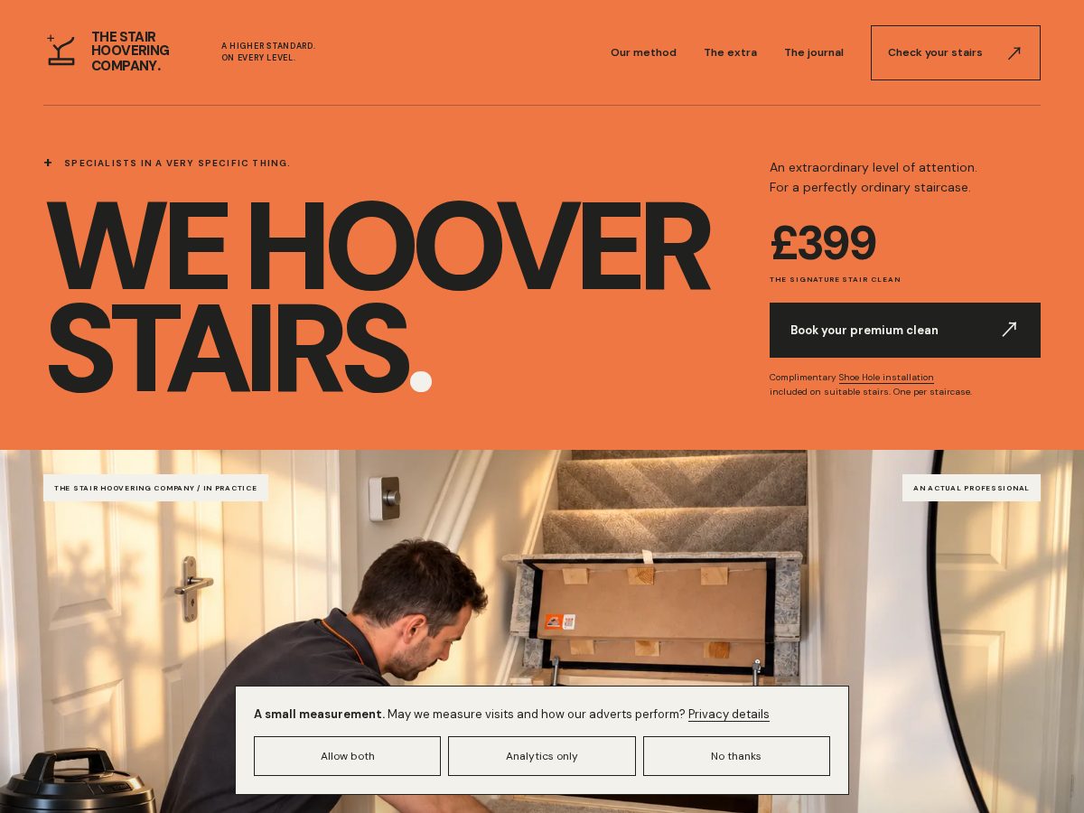 Landing-page snapshot of stairhooveringcompany.com