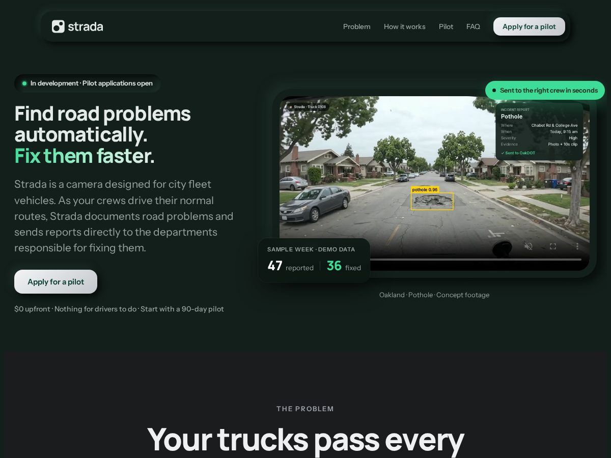 Landing-page snapshot of stradacity.com