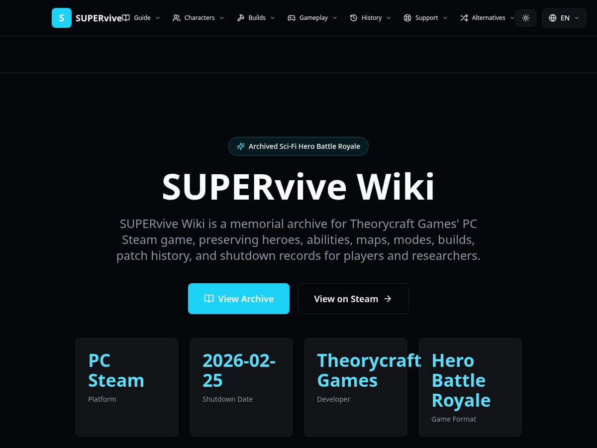 Landing-page snapshot of supervive.wiki