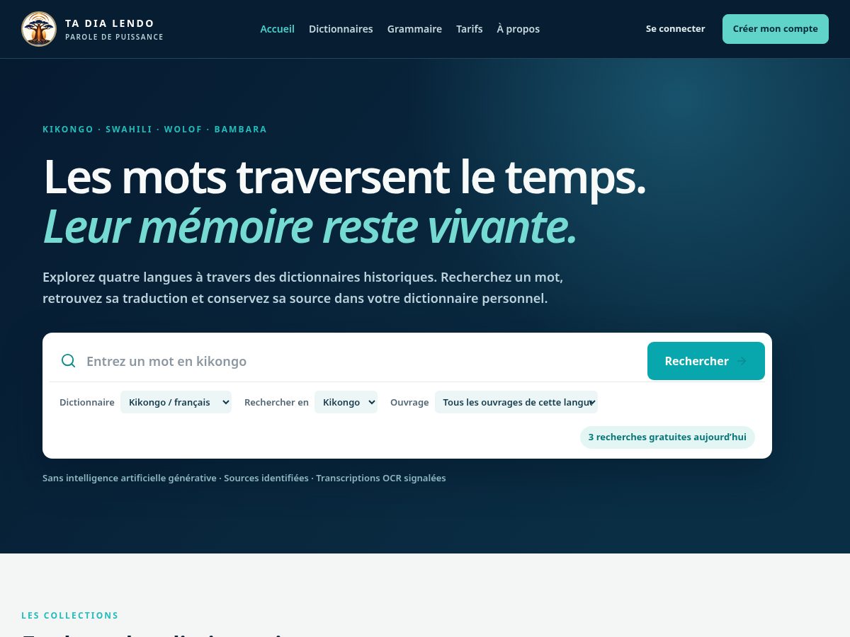 Landing-page snapshot of tadialendo.com