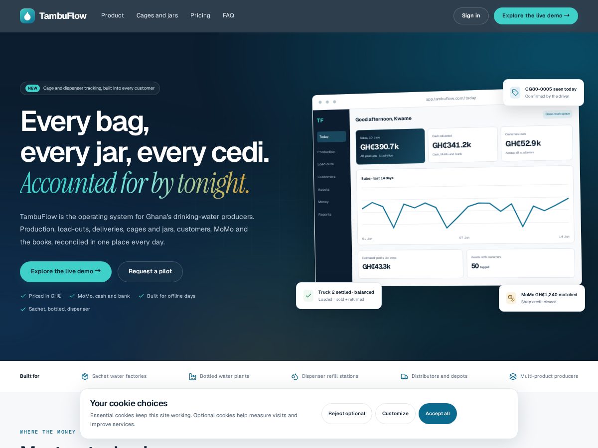 Landing-page snapshot of tambuflow.com