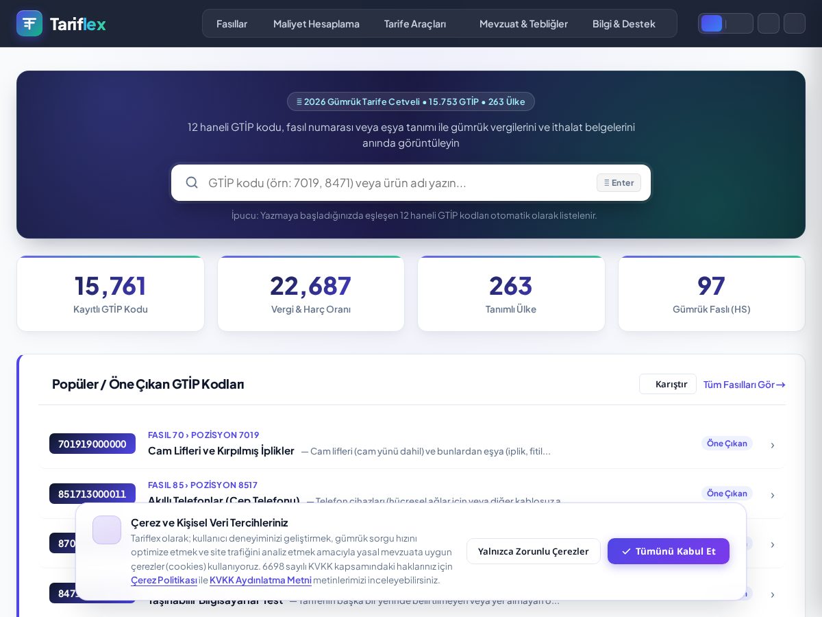 Landing-page snapshot of tarifflex.online