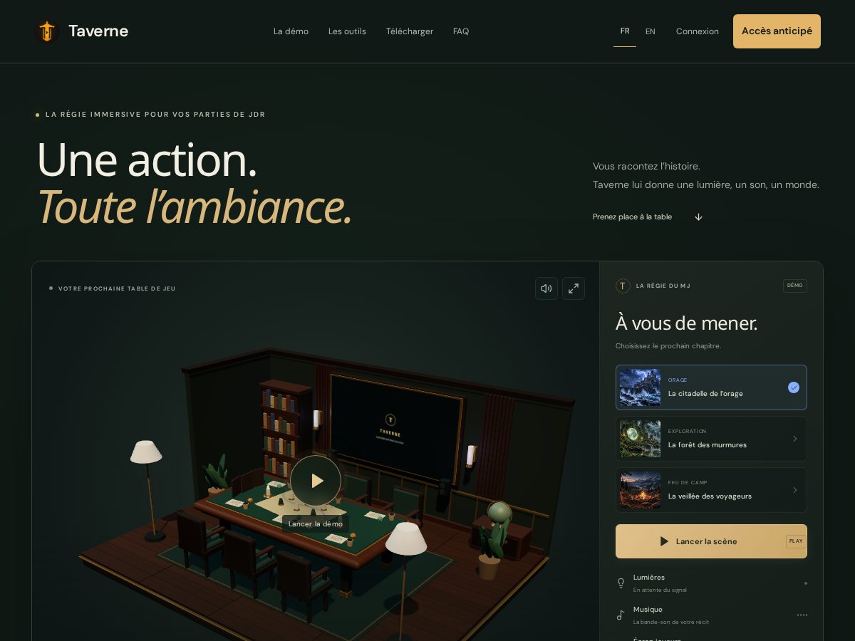 Landing-page snapshot of taverne.app