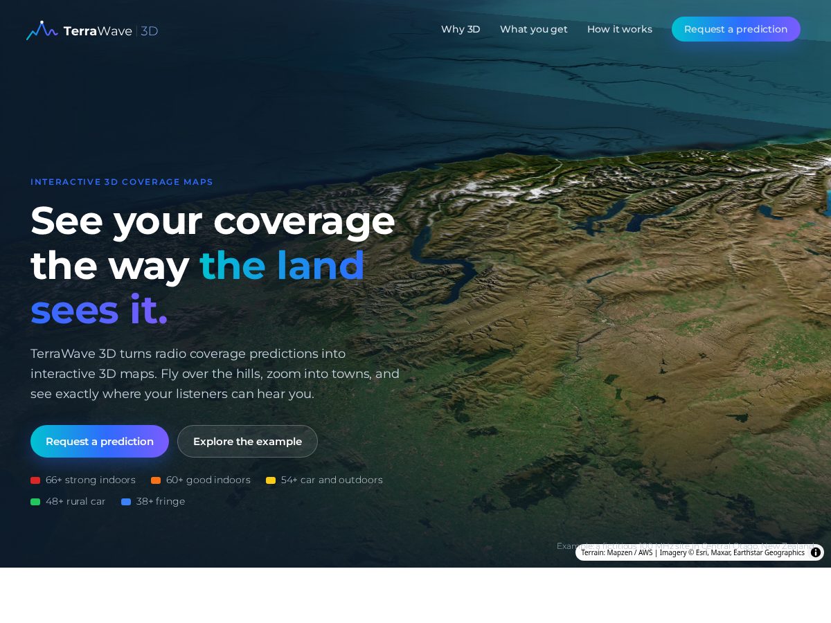 Landing-page snapshot of terrawave3d.com